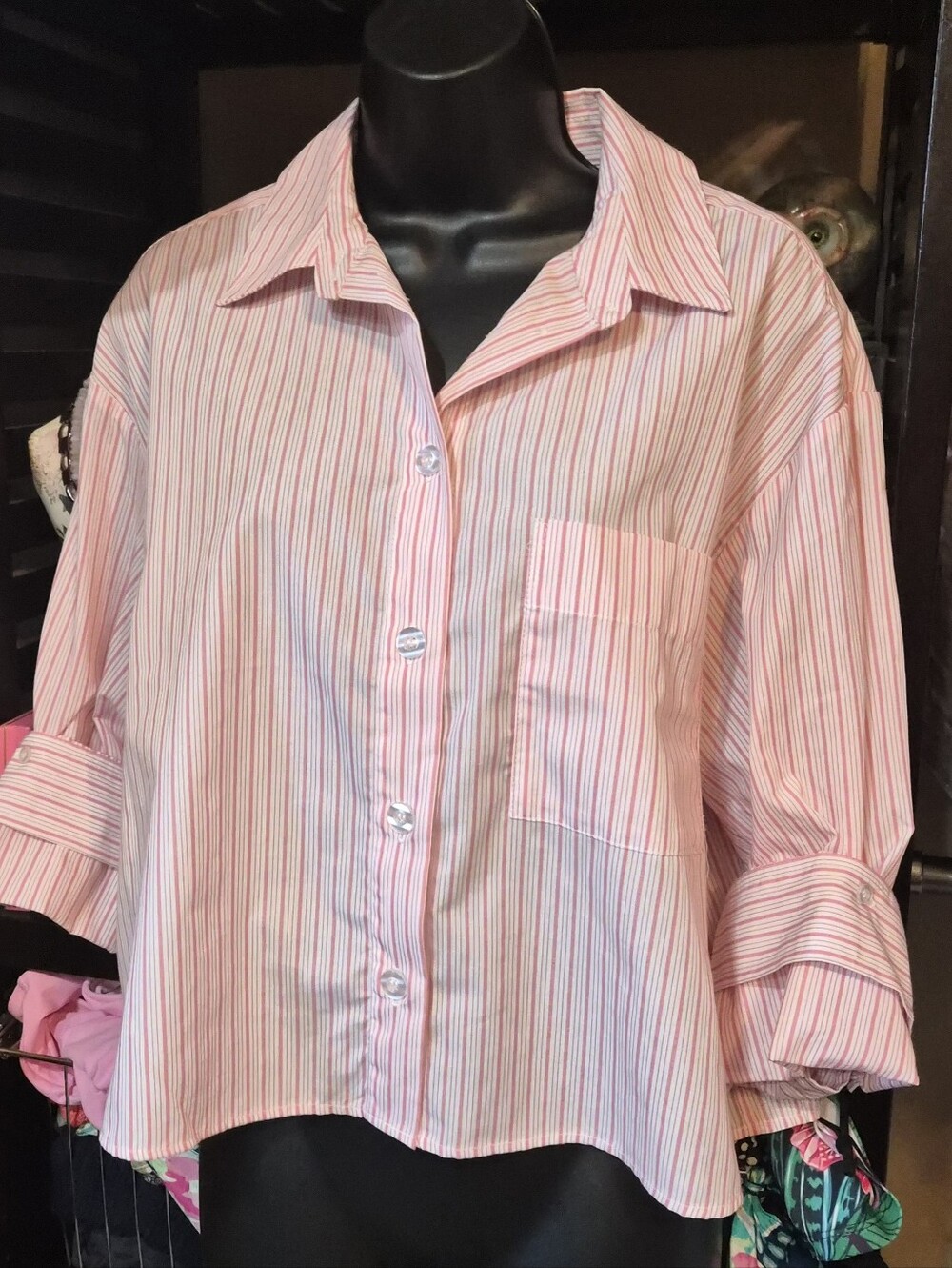 Velvet Heart Los Angeles Stripped Top Button-up Size Medium 100% Cotton